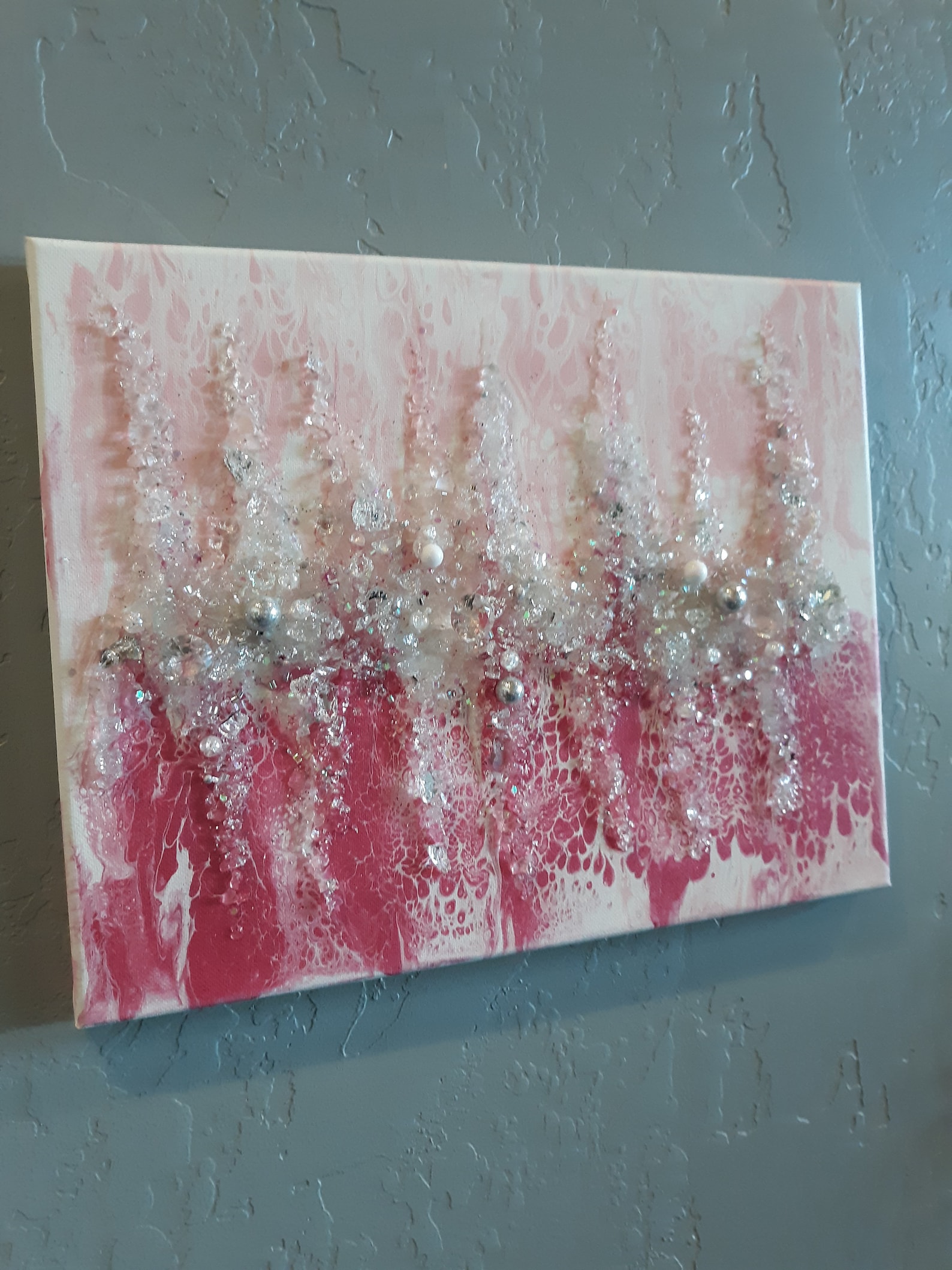Crushed Glass wall art Pink decor 14 x 11 canvas acrylic Etsy