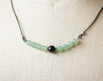 Green Aventurine and Black Onyx Necklace, Aventurine, Aventurine Necklace, Gemstone Necklace, Gifts, Gemstone Jewelry, Necklace