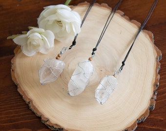 Crystal Quartz Pendant Necklace, Quartz Necklace, Quartz Pendant Necklace, Wire Quartz Necklace, Long Crystal Necklace, Boho Quartz Necklace