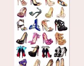 christian louboutin, Valentino, jimmy choo shoes journal stickers.