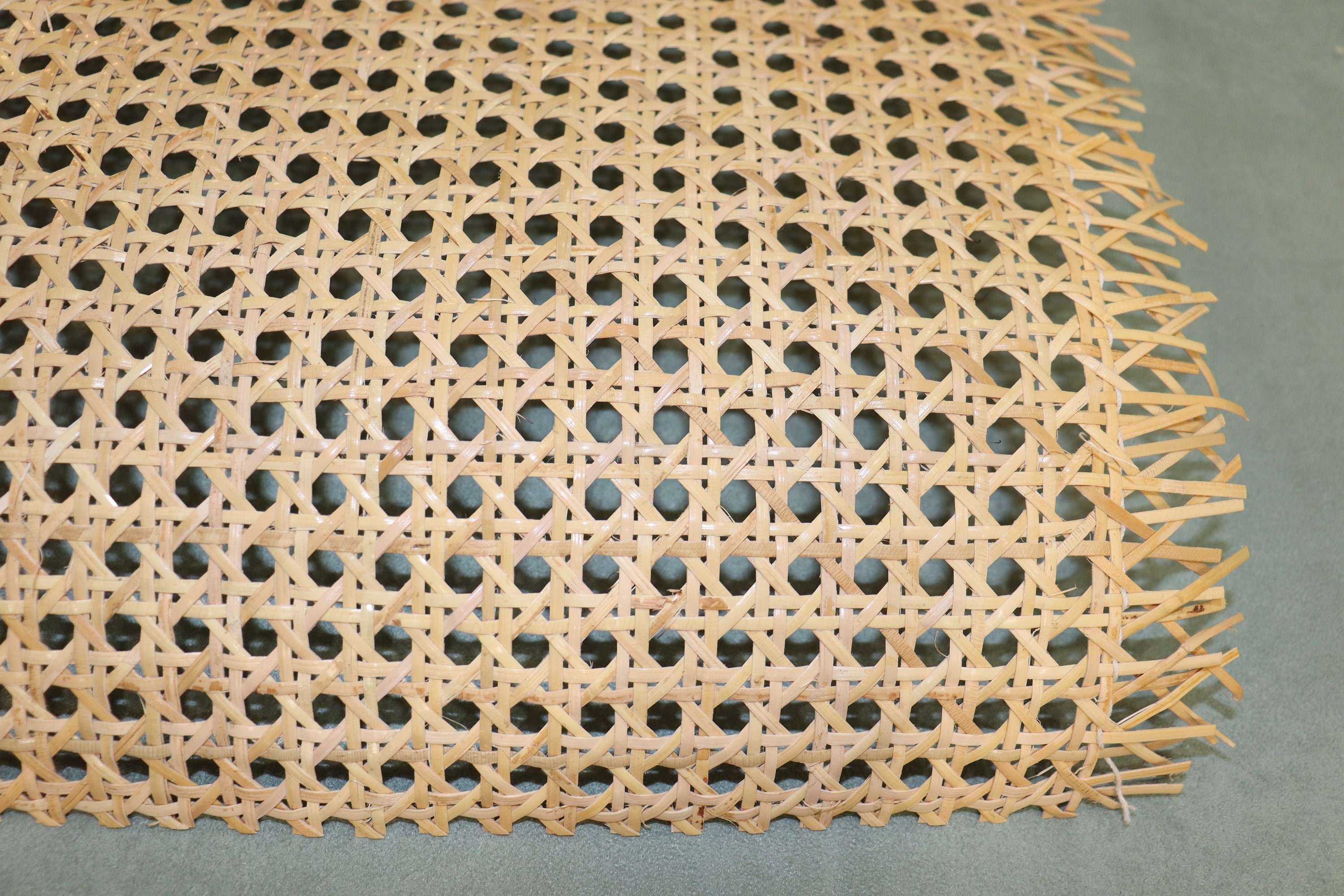 Discount Trends 18” Wide Natural Rattan Webbing Roll for Caning Projects Pre - Woven Open Mesh for Caning Chair, Craft Cabinet and Furniture - Natural Rattan