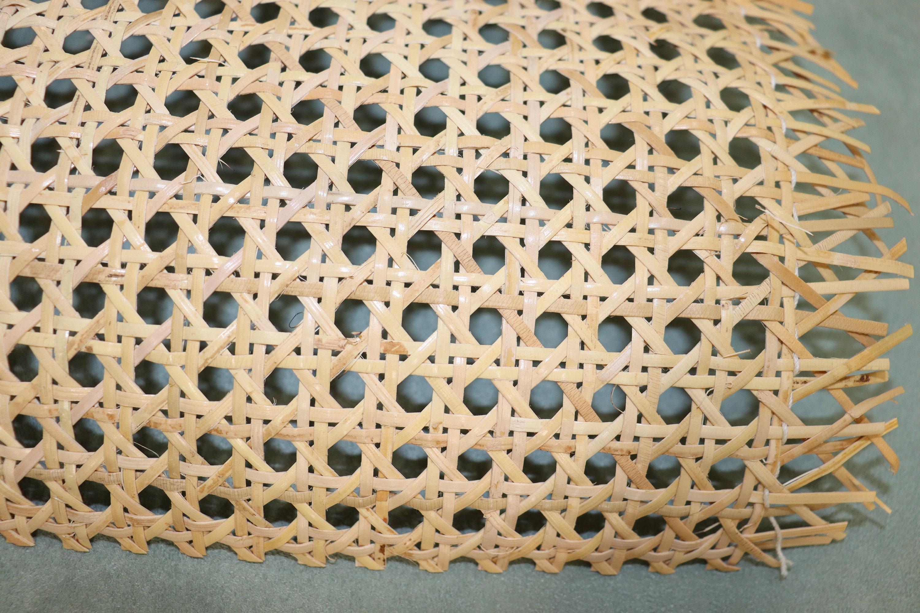 Discount Trends 18” Wide Natural Rattan Webbing Roll for Caning Projects Pre - Woven Open Mesh for Caning Chair, Craft Cabinet and Furniture - Natural Rattan