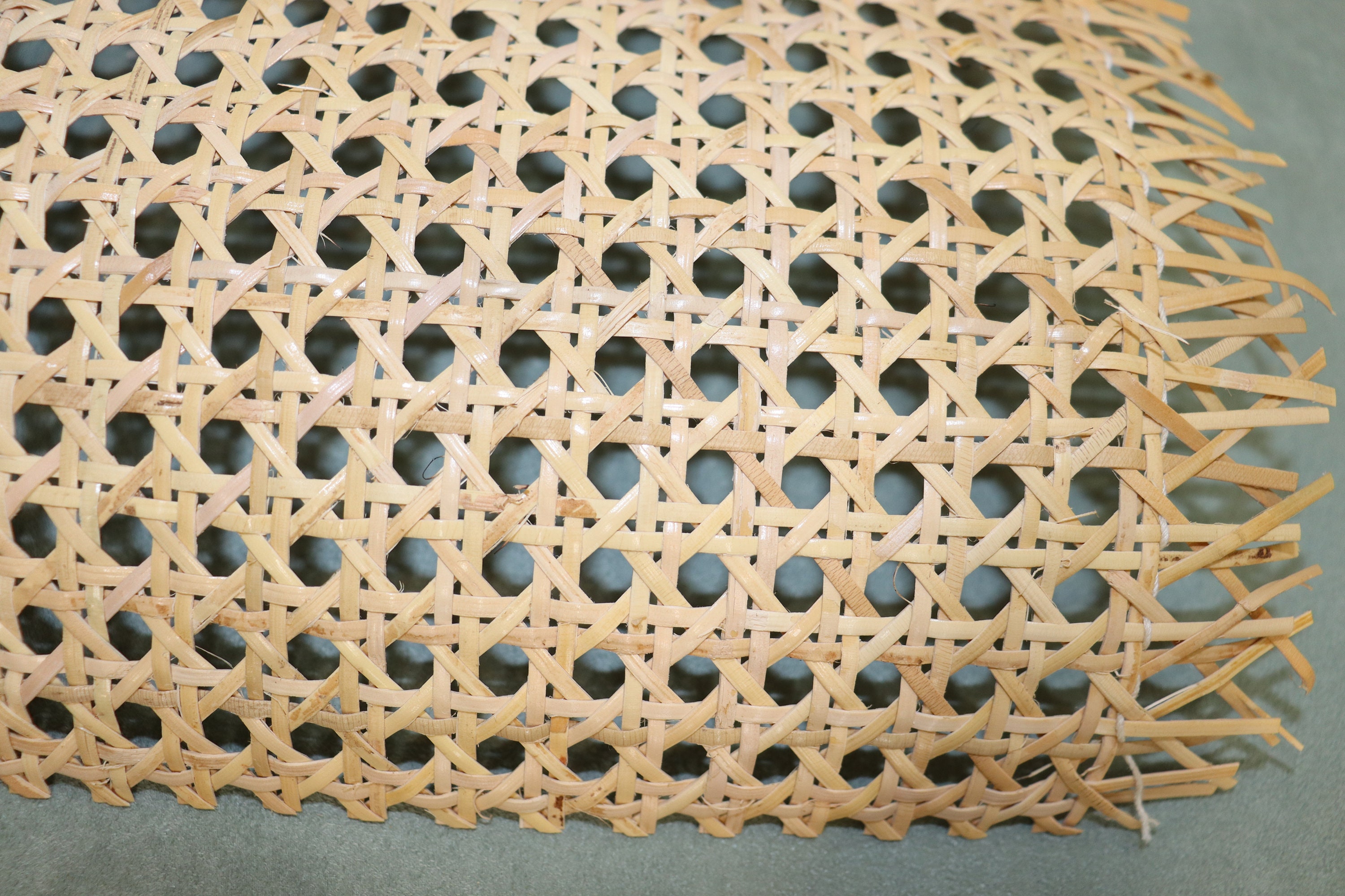 Discount Trends 24” Wide Natural Rattan Webbing Roll for Caning Projects - Woven Open Mesh for Caning Chair - Rattan Hexagon Cane Webbing - 24 x 36