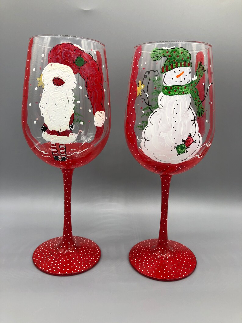 Whimsical and Fun Holiday Christmas Hand Painted Glasses With Etsy