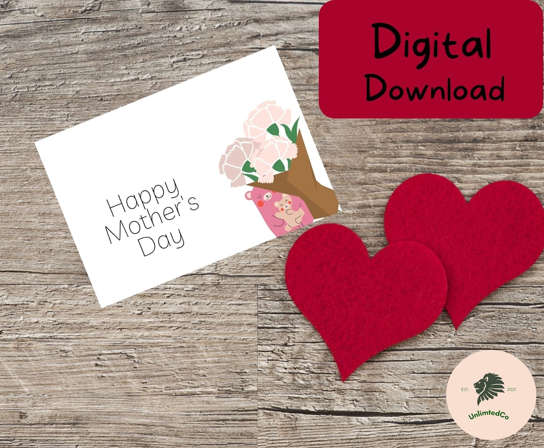 Printable Mother Days Greeting Card Instant Download 7x5 Inch Cards for ...