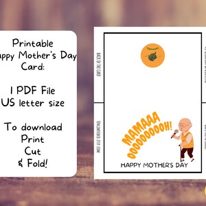 Printable Funny Mother Days Greeting Card Instant Download 7x5 Inch ...