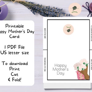 Printable Mother Days Greeting Card Instant Download 7x5 Inch Cards for ...
