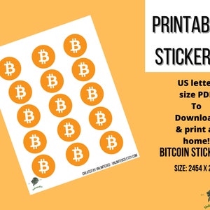 Printable sticker sheet us letter size digital download stickers, bitcoin stickers, digital stickers
