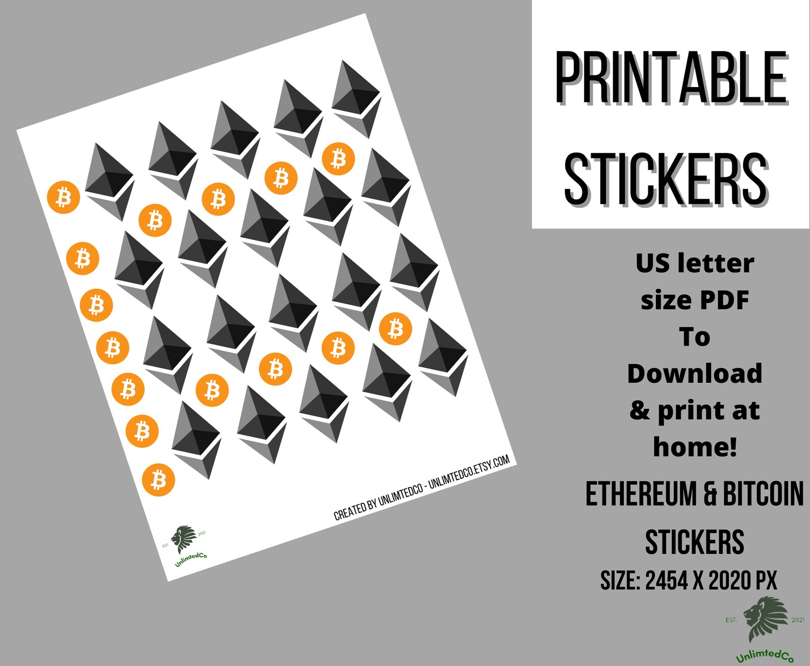 Printable Sticker Sheet Us Letter Size Digital Download - Etsy
