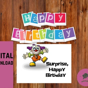 Druckbare Geburtstagsgrußkarte sofortiger Download 7x5 Zoll Karten zum Geburtstag, Happy Bithday Tageskarte zum Herunterladen
