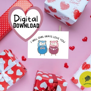 Printable I Love You greeting card instant download 7x5 inch cards for Anniversary, Valentines card to download,  I love you cards