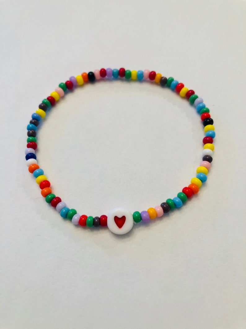 Single Heart Seed Bead Bracelet Etsy Ireland