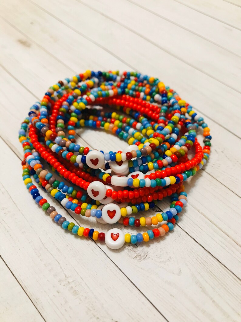 Single Heart Seed Bead Bracelet Etsy Ireland