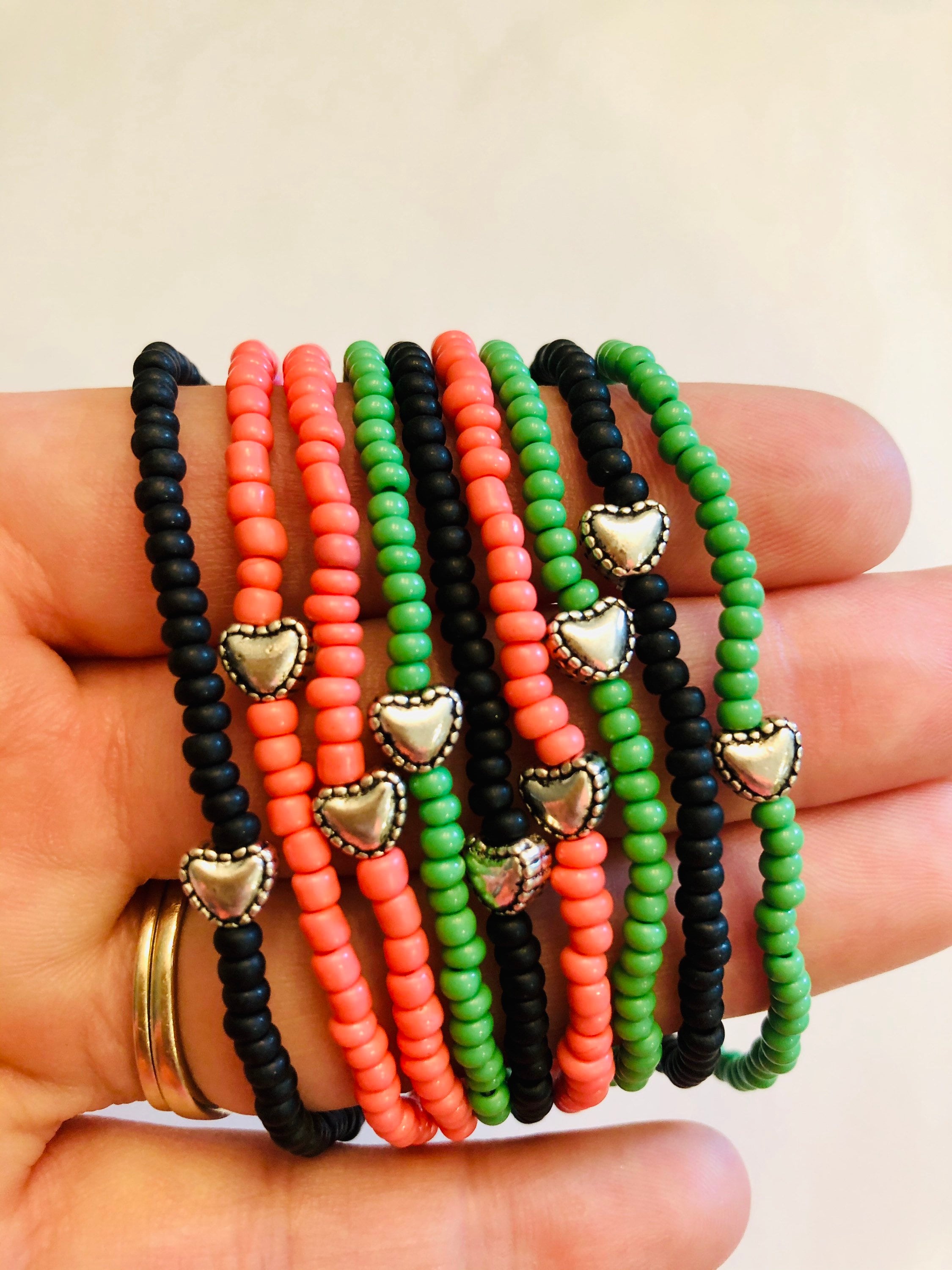Heart Seed Bead Bracelet Etsy