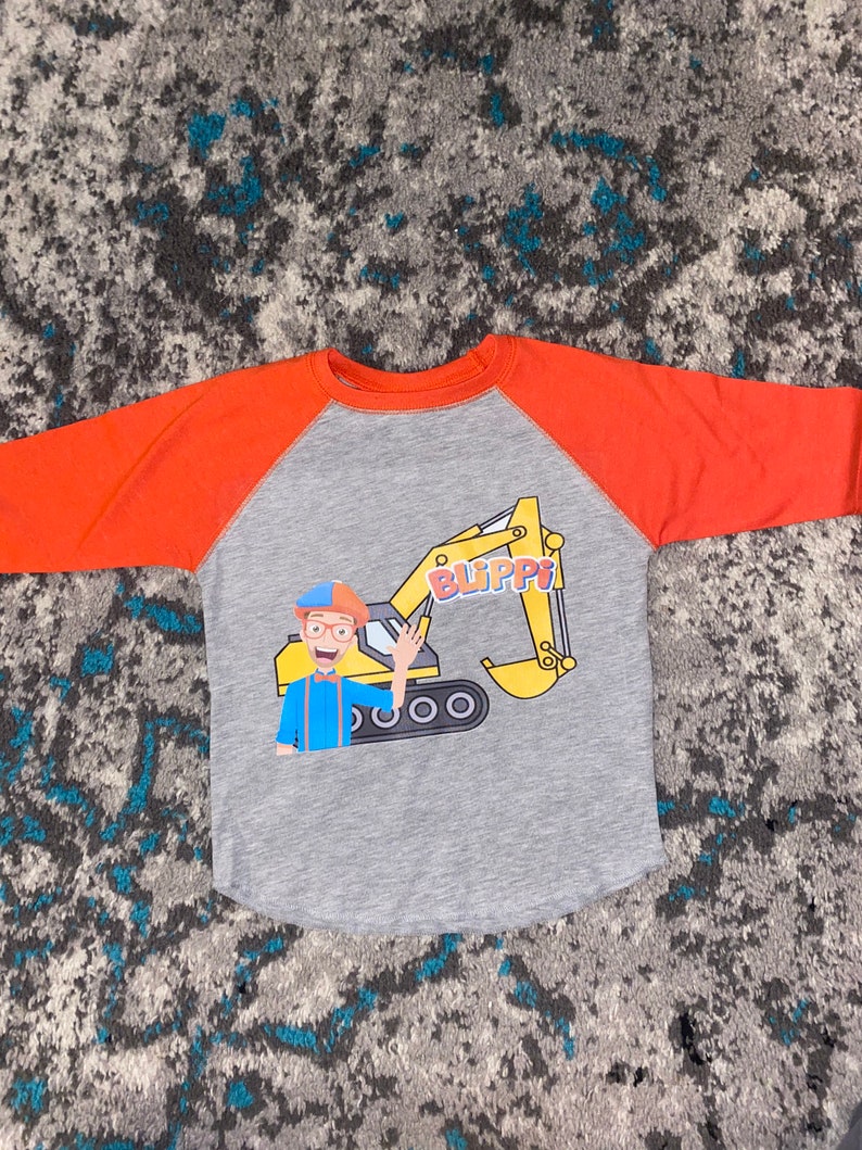 Blippi inspired raglan toddler unisex pink and orange shirts Etsy