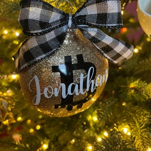 Personalized Bitcoin ornament, crypto currency ornament, crypto gift, bitcoin gift