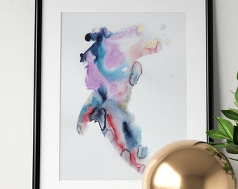 Floating seahorse - watercolors (original)