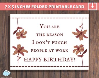 Coworker Birthday Card Printable PDF Printable Employee | Etsy