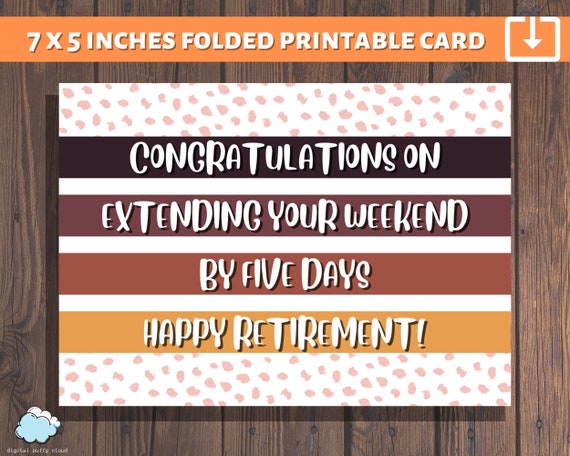 Printable Retirement Card PDF Funny Retirement Card PDF | Etsy