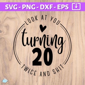 40er Geburtstag SVG | Schau dich an, du wirst zweimal 20 und sh * t SVG | Alles Gute zum 40. Geburtstag | vierziger Geburtstag svg png dxf eps | rundes Design
