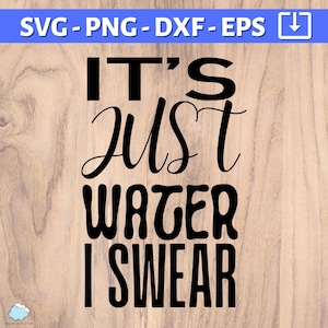 Bouteille d'eau SVG, SVG de verre d'eau | Svg drôle de bouteille d'eau | C'est juste de l'eau, je le jure svg png | Conception drôle de bouteille d'eau | gobelet svg