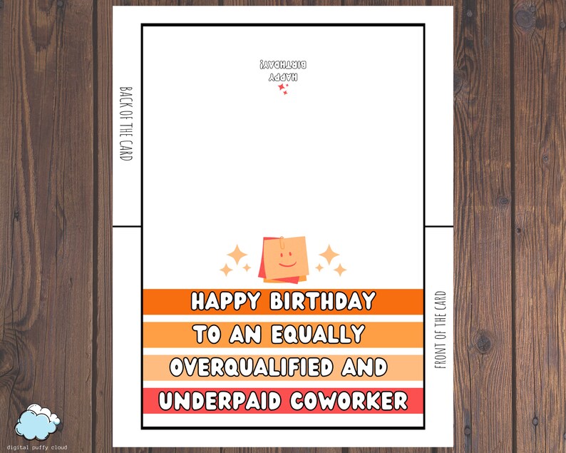 Coworker Birthday Card Printable PDF Printable Employee - Etsy