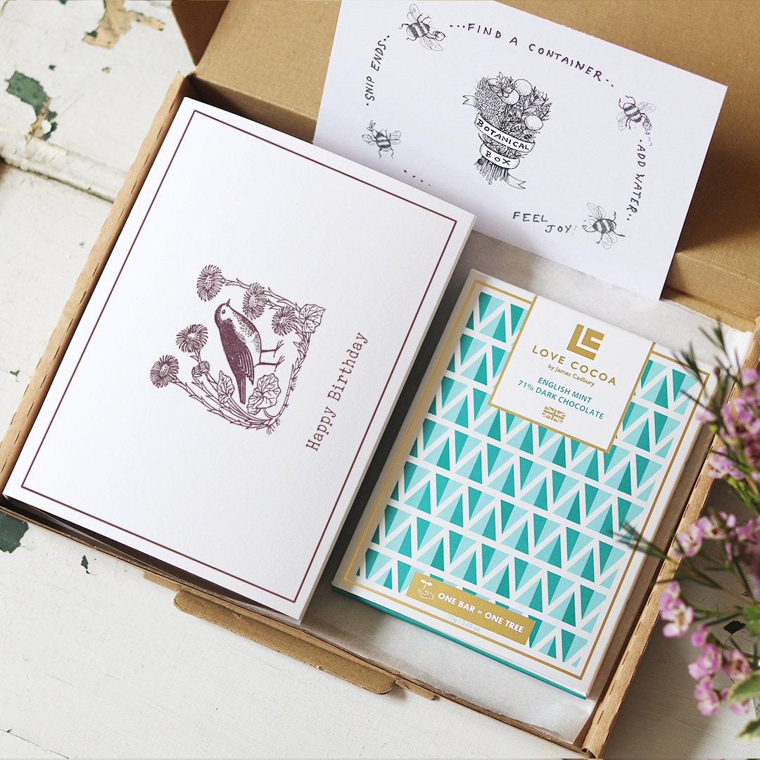 Letterbox Flowers and Chocolate Happy Birthday Gift Box Etsy UK