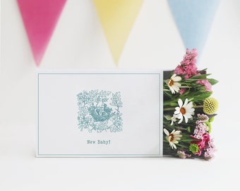 New Baby Boy! Letterbox Posy Flowers Gift Box -  Perfect Letterbox Flower Gift for Her, for Him, Welcome Gift, New Baby Girl, New Baby Boy
