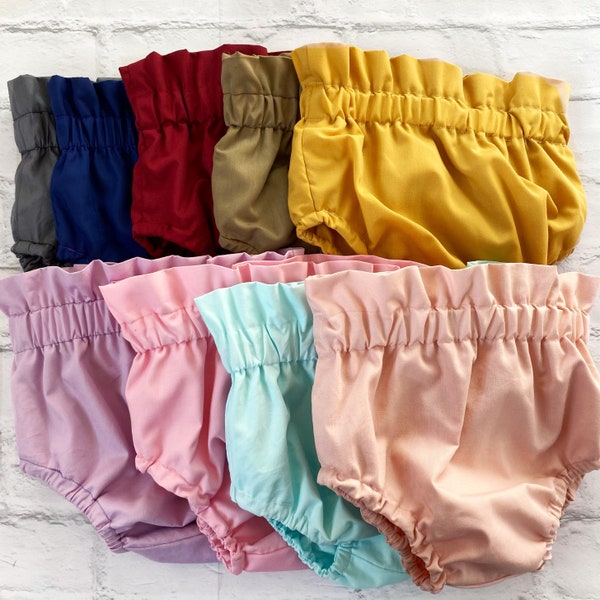 Handmade Plain 100% Cotton Paper Bag Frill Waist Bloomers 1 Pair in Colour of Choice