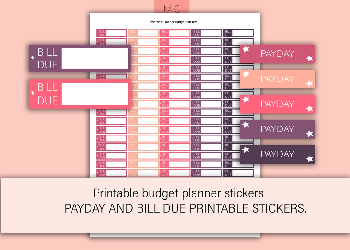 Printable Bill Due and Payday Planner Stickers. Financial and | Etsy