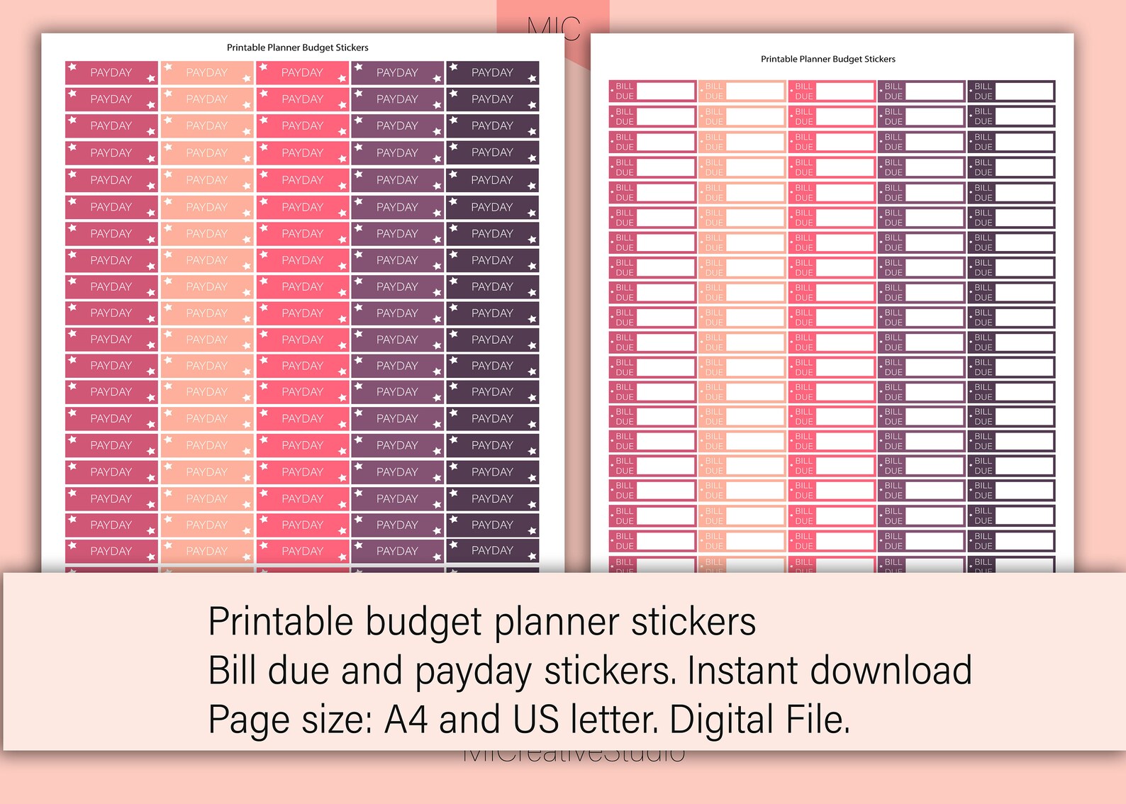 Printable Bill Due and Payday Planner Stickers. Financial and | Etsy