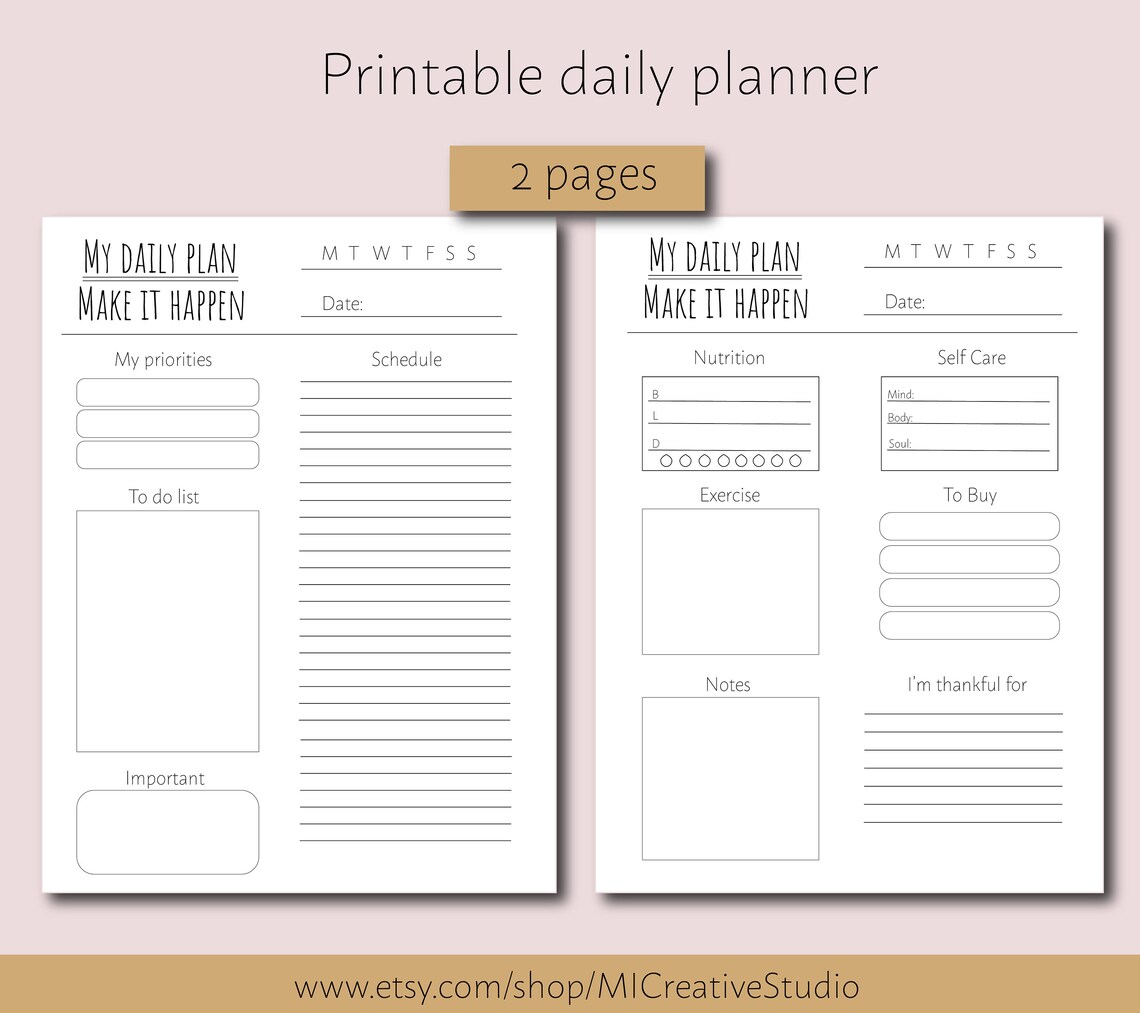 Hourly Daily Planner Desk Pad. Printable to Do List Notepad Etsy