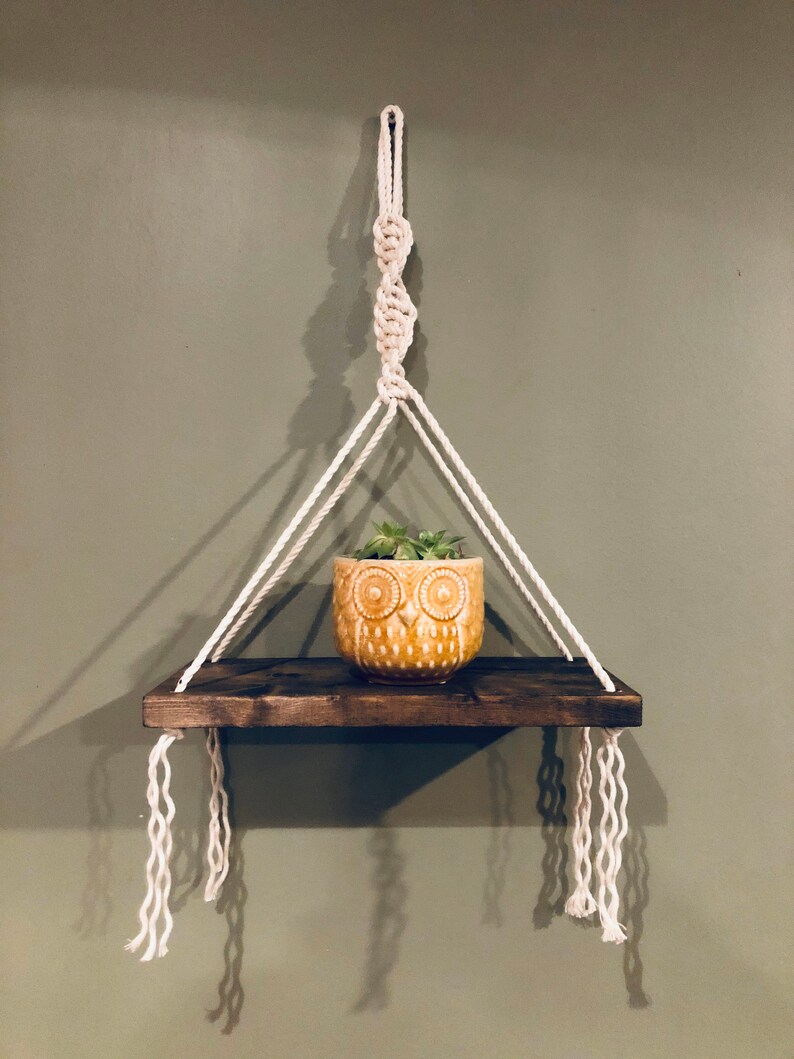 Spiral Macramé Hanging Shelf boho home decor wall shelf Etsy