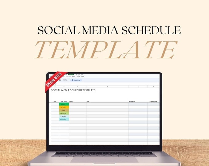 Social Media Schedule Template, Weekly Planner, Content Planner, Marketing Calendar, Online Business Organizer