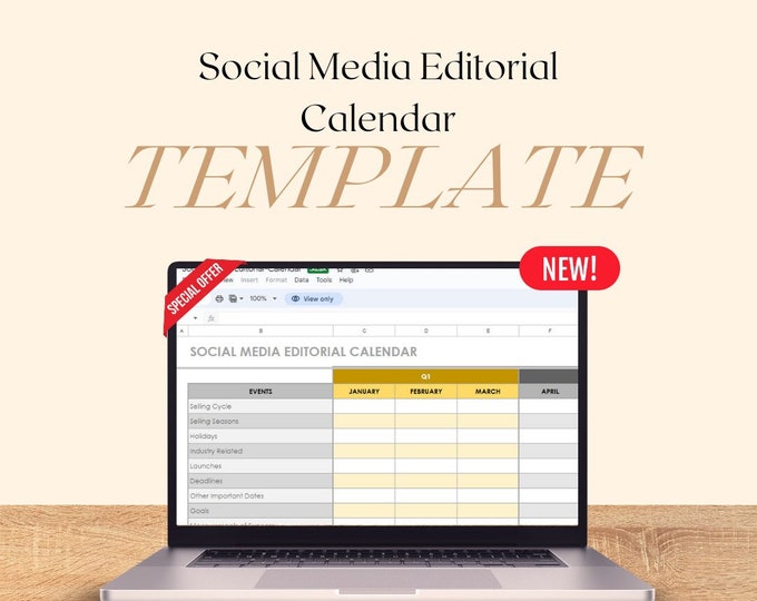 Editorial Planner Excel Template | Content Calendar | Editorial Schedule Tracker | Social Media Planner | Editable Spreadsheet | Printable