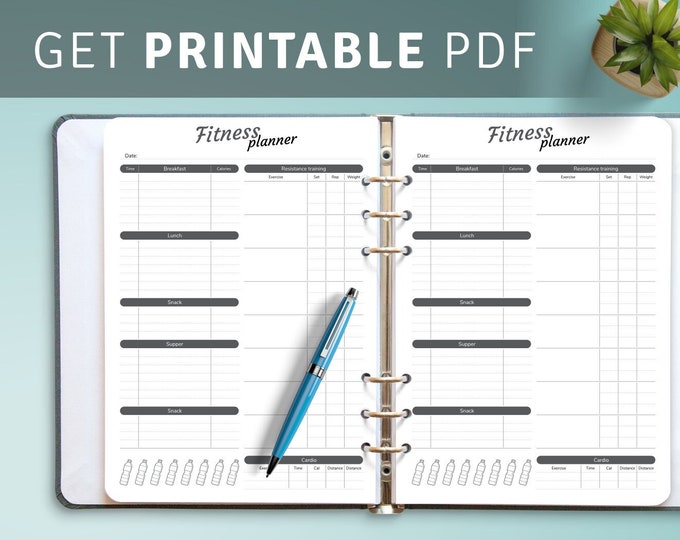 Fitness Planner Template, Workout Tracker, Goal Tracker, Exercise Log, Fitness Journal, Health and Wellness Organizer