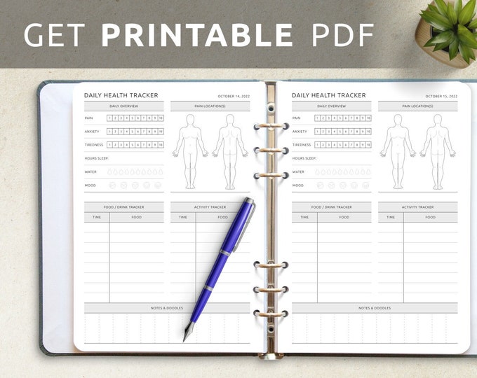 Daily Health Tracker Male - Health Daily Tracker Printable - Daily Overview