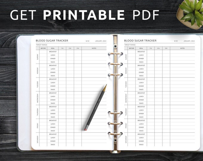 Blood Sugar Tracker - Original Style - Blood Sugar Log - Printable Tracker for Health Monitoring