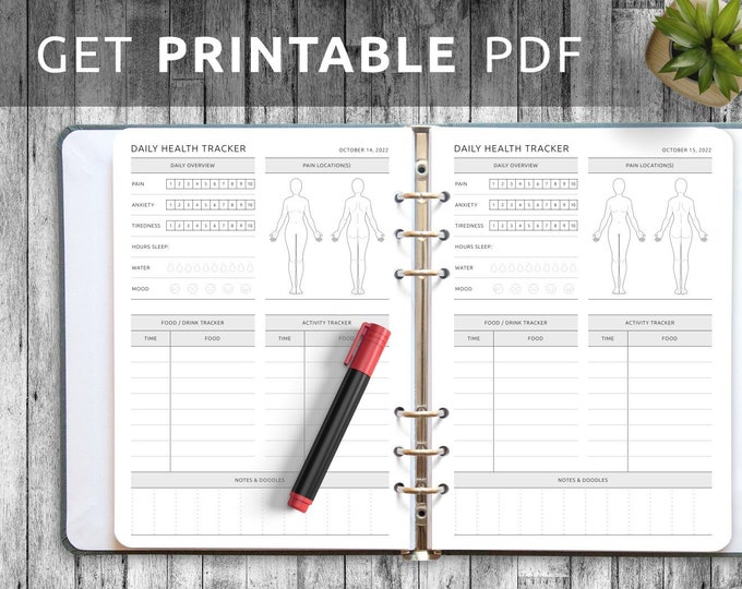 Daily Health Tracker - Daily Overview - Digital Fitness Planner | Glow Up Planner - Women Health Tracker
