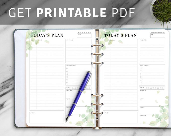 Undated Planner with Daily Checklist - Printable & Editable Daily Self-Care Checklist