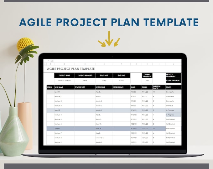 AGILE Project Plan Template  | Roadmap Template | Excel Template | Product Planning | Process Management