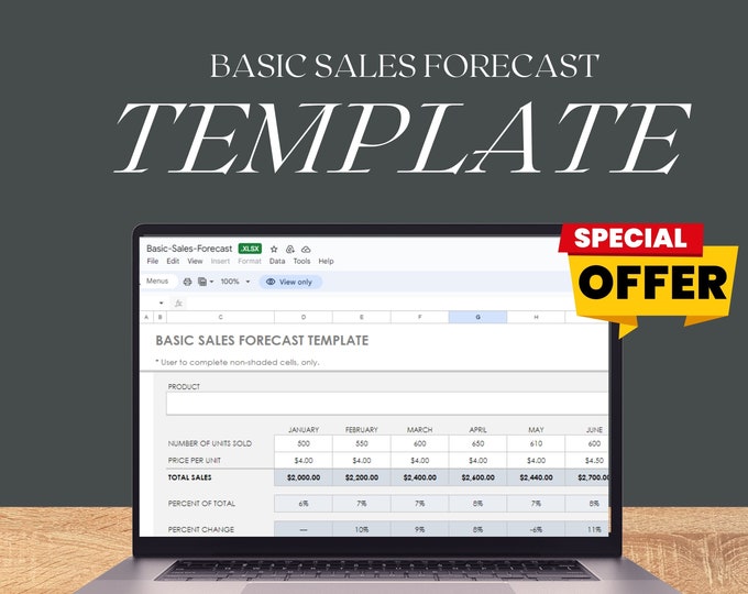 Sales FORECAST Template - Tracker for Multi-Product Management, Interactive Google Sheets Sales Forecasting Template