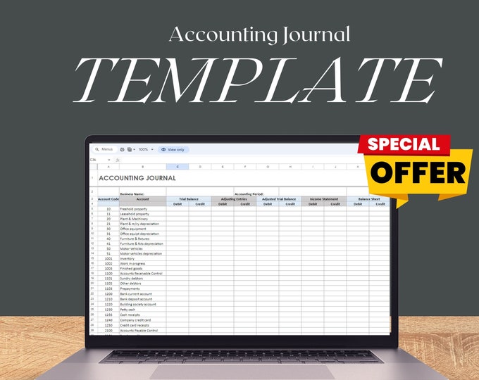 Accounting Journal Forms Excel | Accounting Journal Excel Spreadsheet Templates | General Journal Template | Accounting Journal Log Book