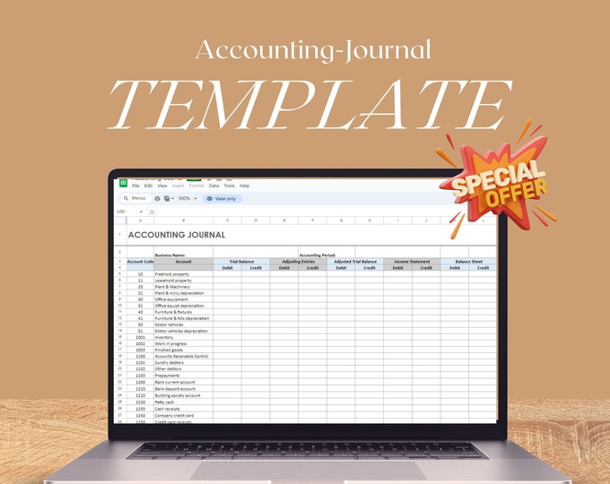 General Accounting Journal - Accounting Ledger Digital Download Document- ACCOUNTING SPREADSHEET BUNDLE