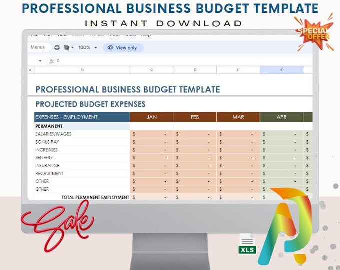Professional Business Budget Template - Expense Tracker, Business Planner, Inventory Template, Income Tracker, Profit, Excel Sheet