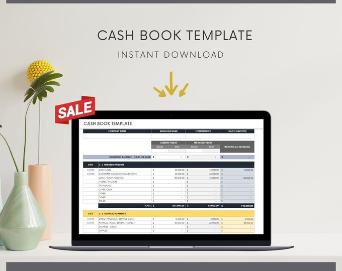 Professional Cashbook Excel Template for Business Accounting |  Financial Spreadsheet for Small Businesses and Freelancers
