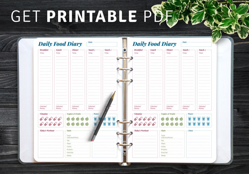 Personalized Food Diary, Custom Meal Tracker, Nutrition Logbook, Dietary Tracking Journal, Healthy Lifestyle Planner
