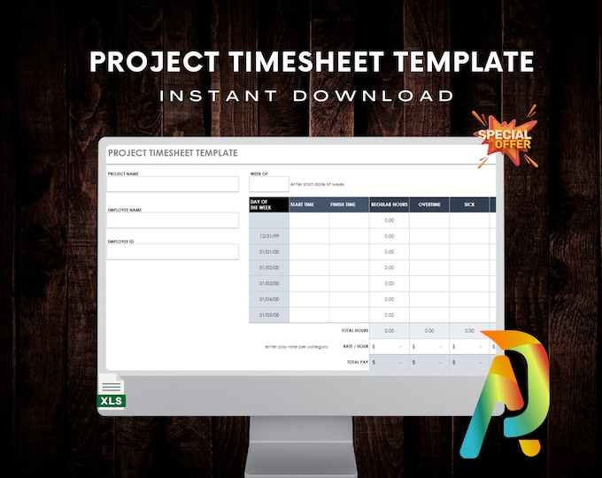 Excel Timesheet Template - Timesheet Tracker, Work schedule, Employee Time Sheet, Employee Schedule,  Small Business, Business Template