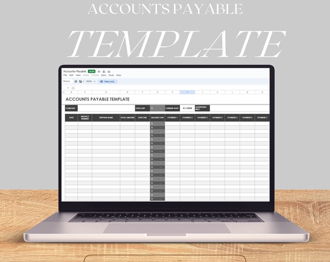 Small Business Bookkeeping Template - Accounts Payable Template for ExcelDigital Downloads