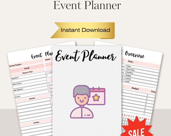 Printable Event Planner Bundle - Event Organizer - Editable Party Guest List Tracker Template - Budget Checklist - Event Planning Templates